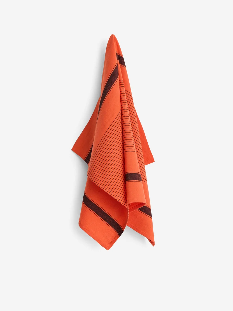 Image of HAY Linear Tea Towel - Warm Red