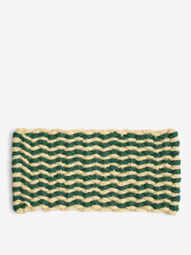 Image of HAY Coco Door Mat-Stripe - Dark Green/White