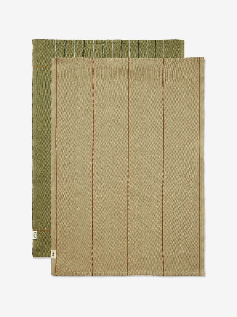 Image of ferm LIVING Ito Tea Towel - Set of 2 - Seaweed/Flax