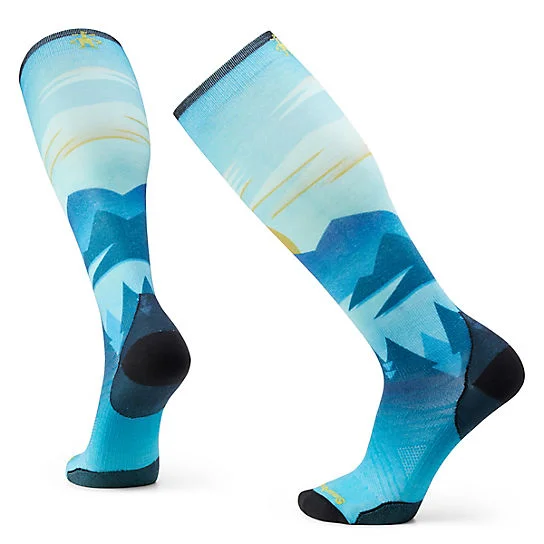 Ski Chasing Mountains Print Over The Calf Socks