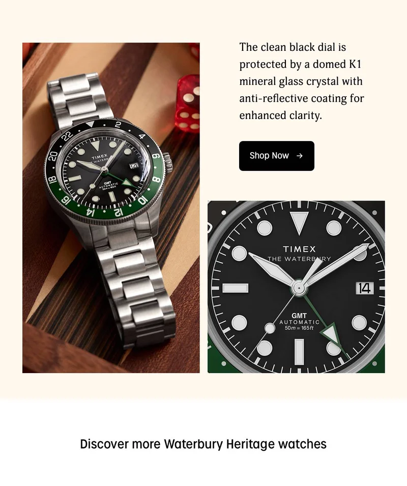 Shop Now (Waterbury Heritage GMT) - Timex