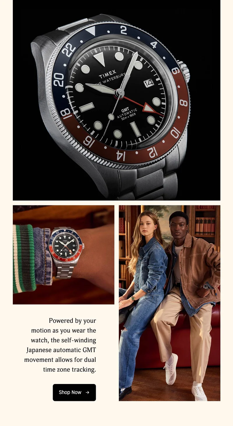 Shop Now (Waterbury Heritage GMT) - Timex