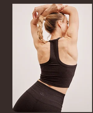 Spacedye On The Up Cropped Tank in Dark Chocolate Heather