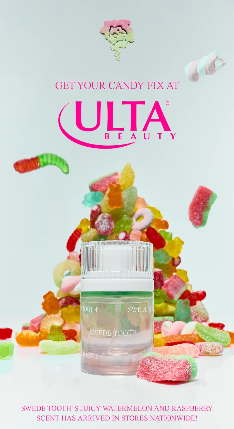 Get your candy fix at Ulta Beauty. Swede Tooth's juicy watermelon and raspberry scent has arrived in stored nationwide!