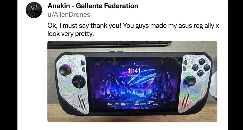 Anakin - Gallente Federation on Reddit: "Ok, I must say thank you! You guys made my asus rog ally x look very pretty."