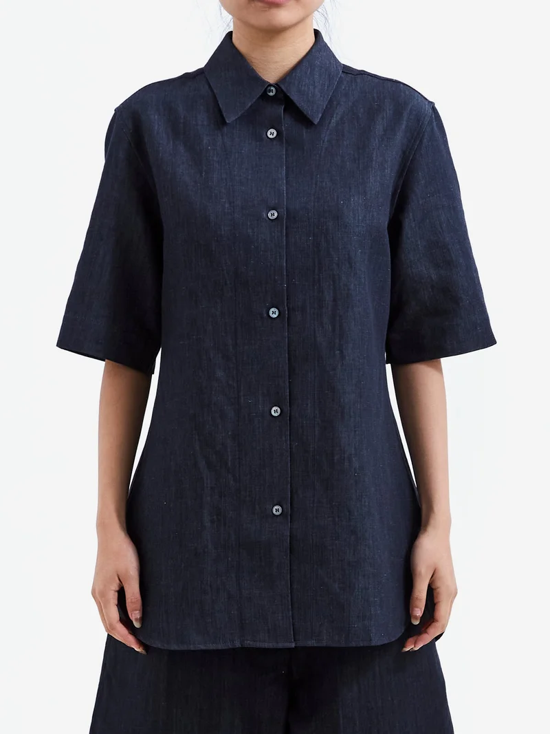 Image of Studio Nicholson Slim Fit Shirt - Indigo