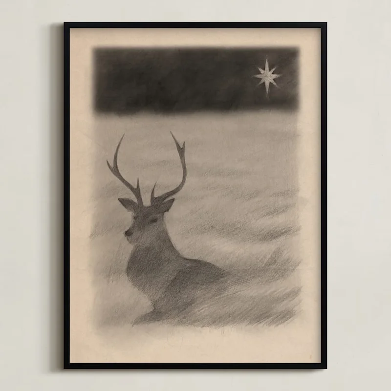 Red Deer Open Edition Fine Art Print by jinseikou | Minted