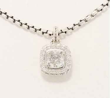 JAI Sterling Silver Lab Grown Diamond Box Chain Necklace 2.3ctw