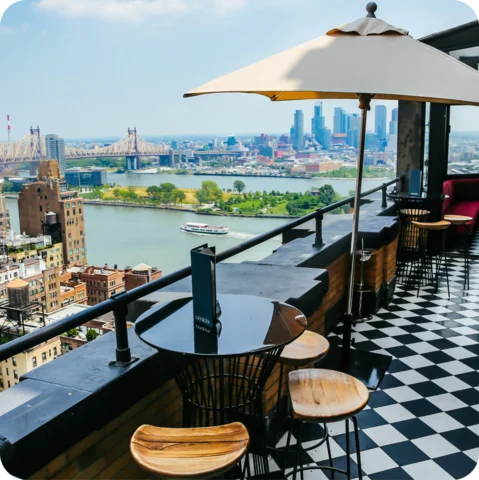The rooftop bar at Ophelia Lounge, New York City