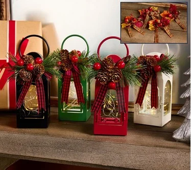 Set of (4) 6" Fairy Light Lanterns with 8 Toppers by Valerie