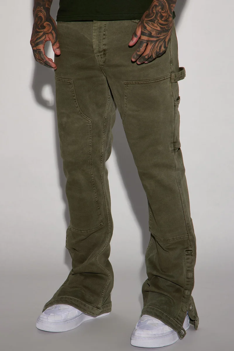 Image of Indestructible Slim Flare Carpenter Pants - Olive