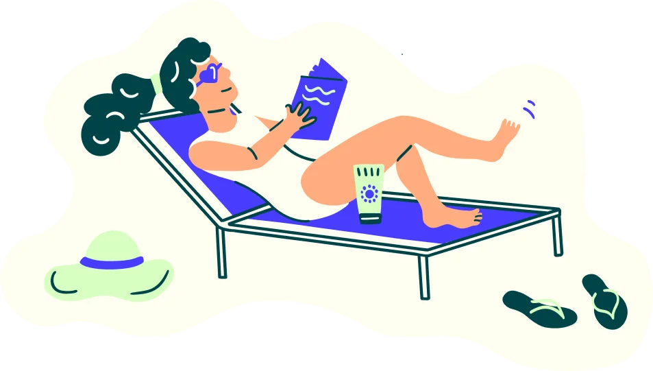 Woman on a beach chair