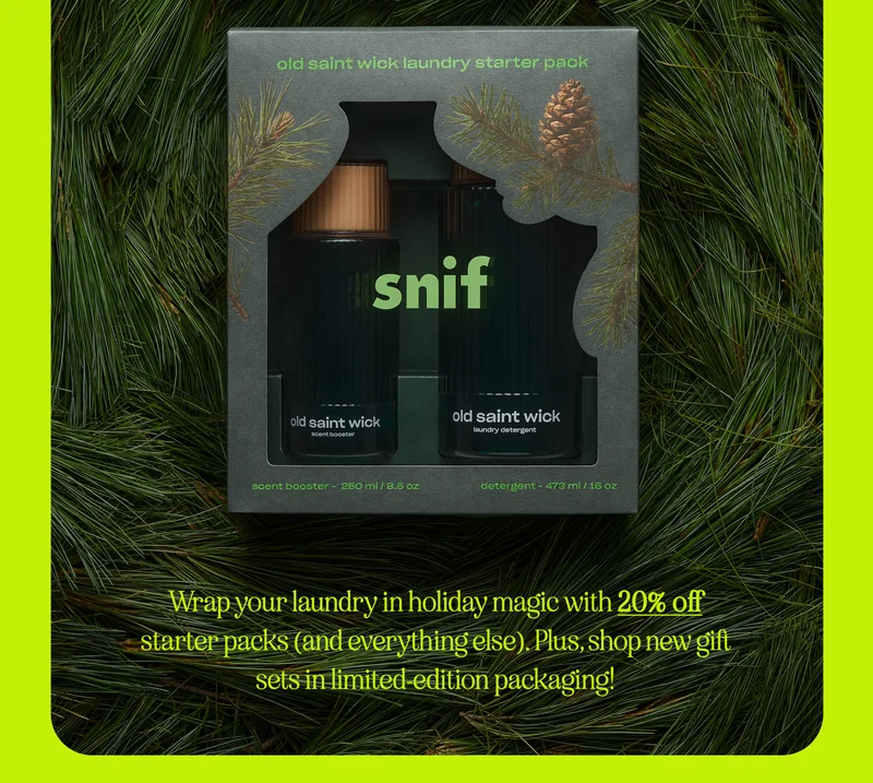 Wrap your laundry in holiday magic with 20% off starter packs (and everything else). Plus, shop new gift sets in limited-edition packaging!