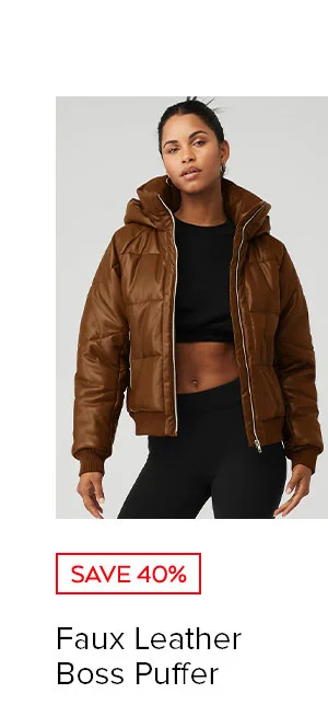 FAUX LEATHER BOSS PUFFER