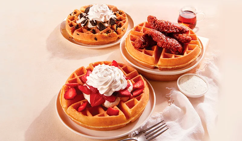 Image showing Strawberry Cheesecake, OREO®^ Cookie Crumble, and Chicken & Waffles