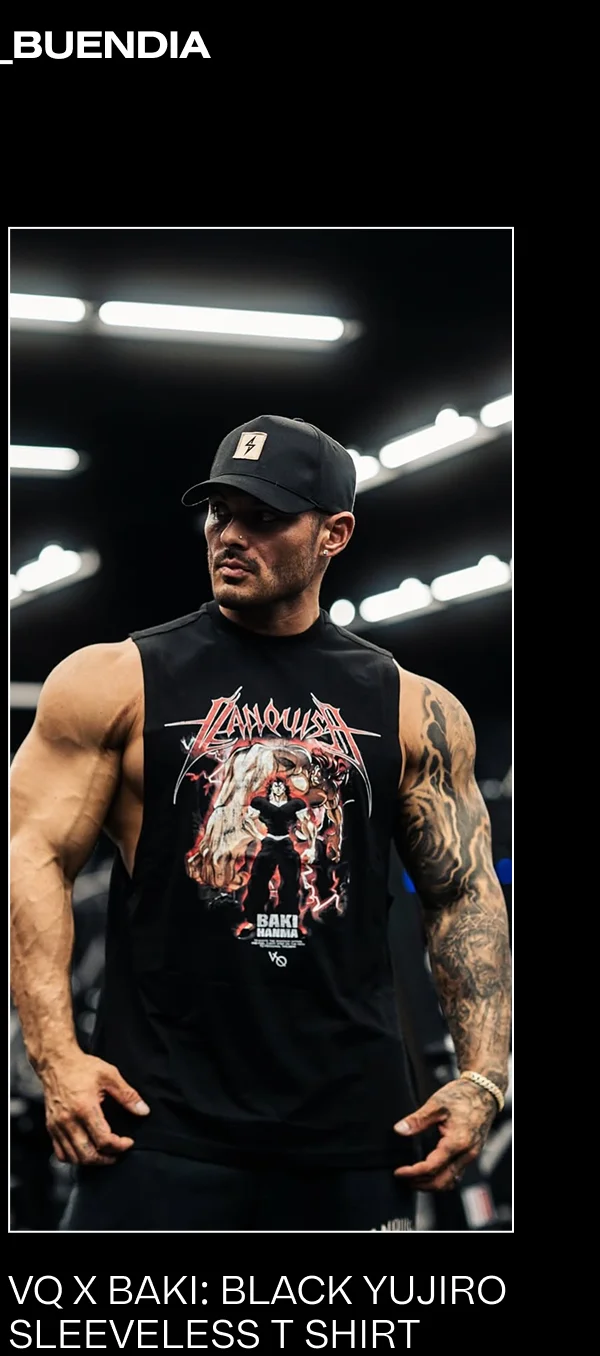 VQ x Baki: Black Yujiro Sleeveless T Shirt