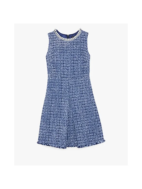 Pearl Collar Tweed Dress