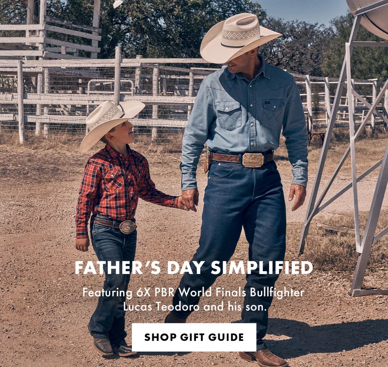 Father's Day Simplified Featuring 6X PBR World Finals Bullfighter Lucas Teodoro And His Son Shop Gift Guide