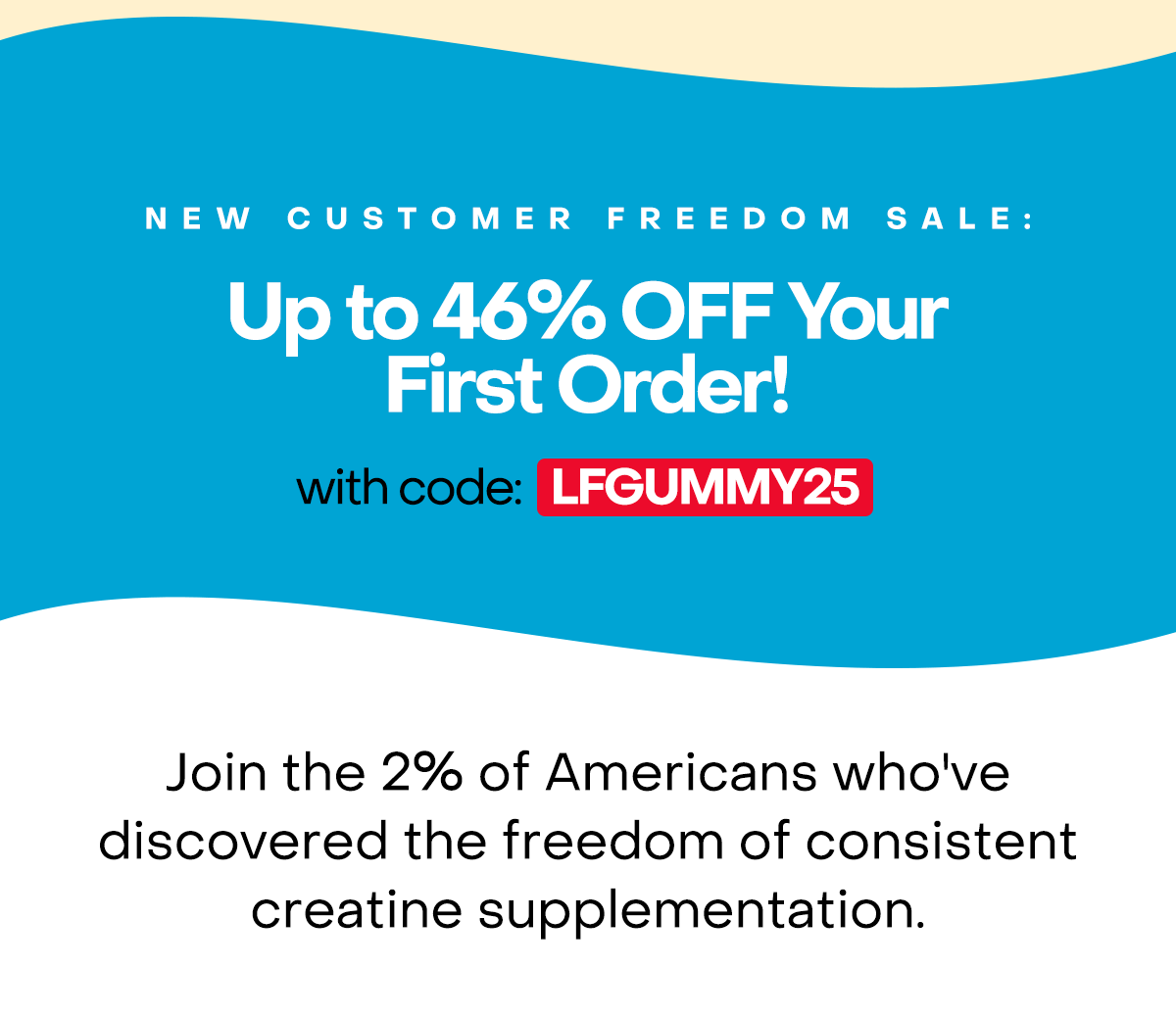 New Customer Freedom Sale: Up to 46% OFF Your First Order with code discount code