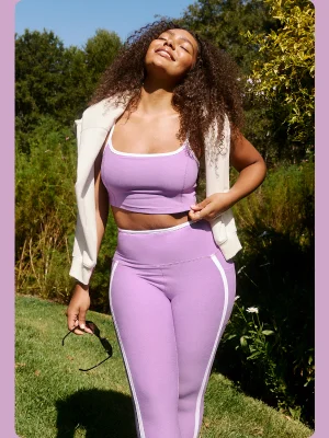 Spacedye New Moves High Cropped Tank in Lilac Petal/Cloud White