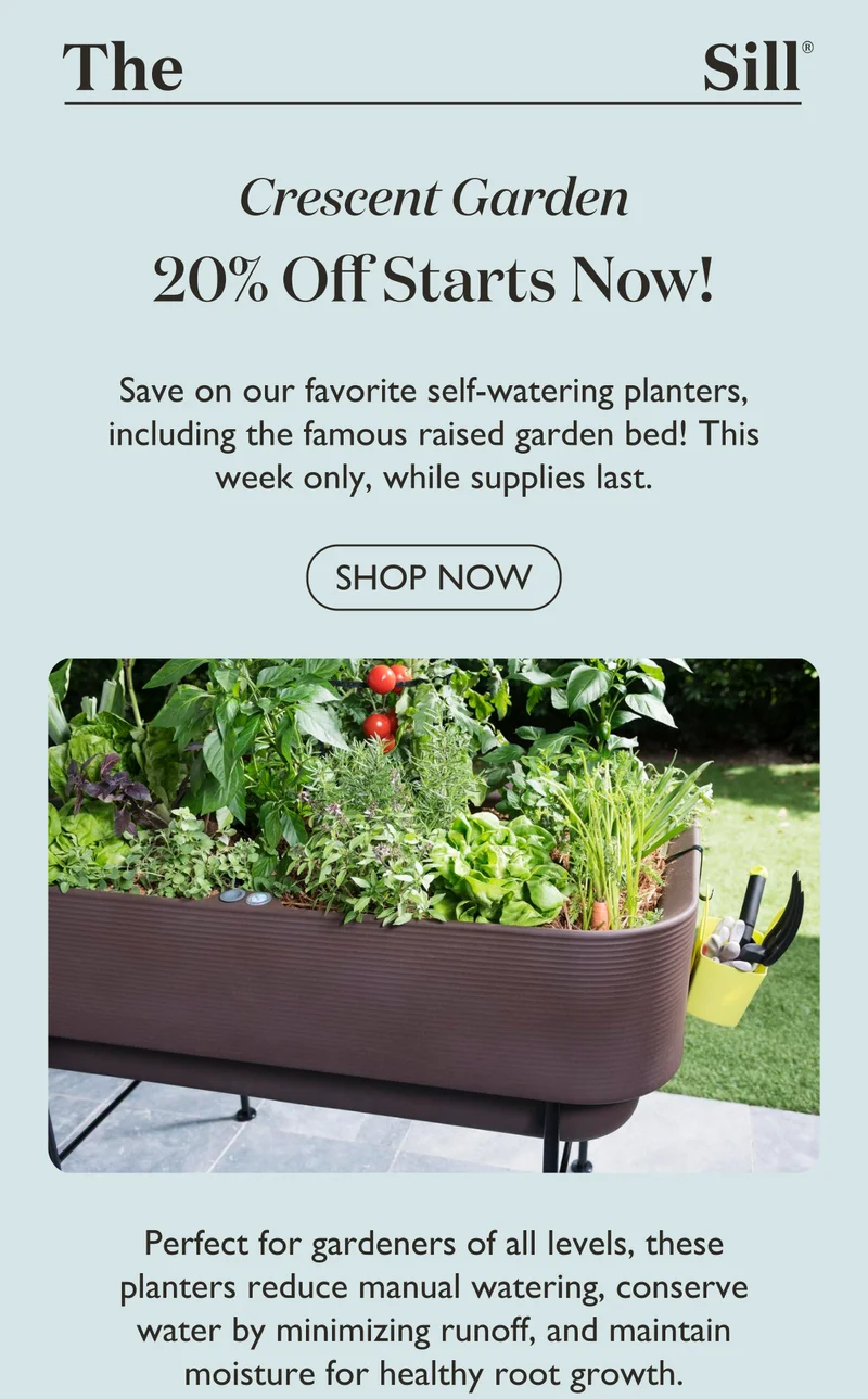 20% OFF Crescent Garden Planters Starts Now!