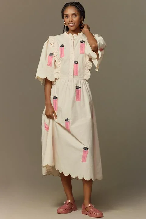 Stella Nova Scalloped A-Line Midi Dress
