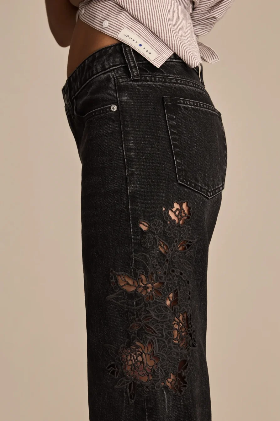 Image of Lucky Brand Lucky Legend Cutout Baggy - Women's Jeans Denim Pants in Tar Wash