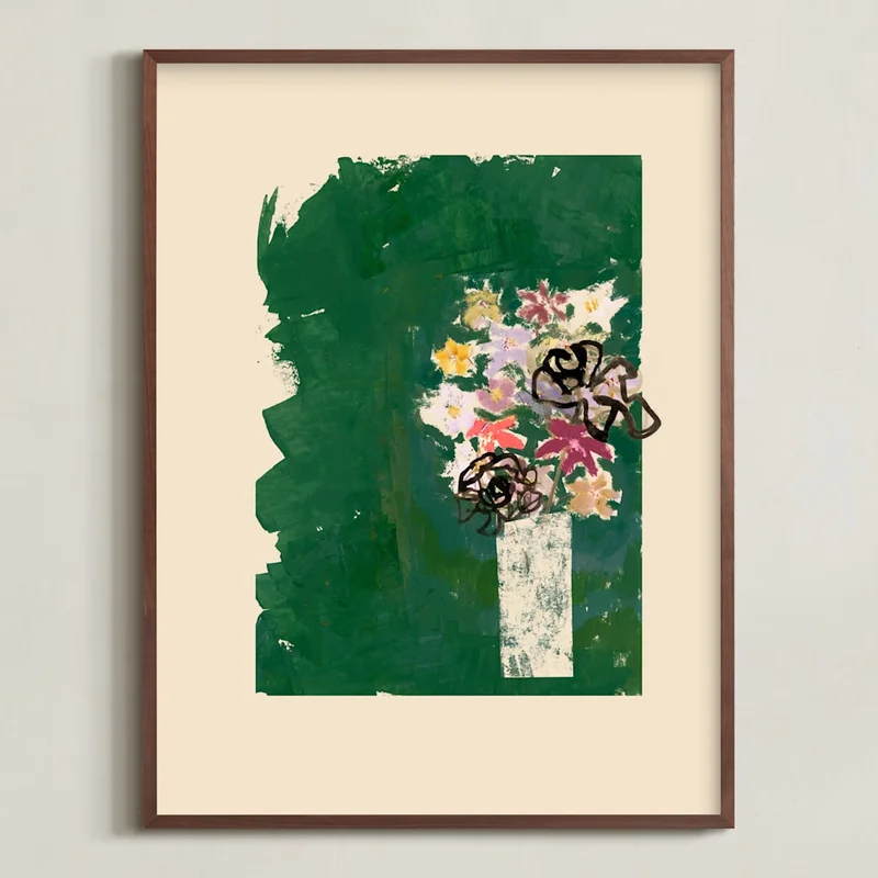 Bouquet Against Painted Green Background Limited Edition Fine Art Print by Bethania Lima | Minted