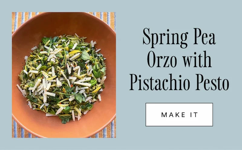 Spring Pea Orzo with Pistachio Pesto