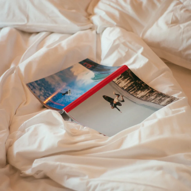 Magazine on a bed