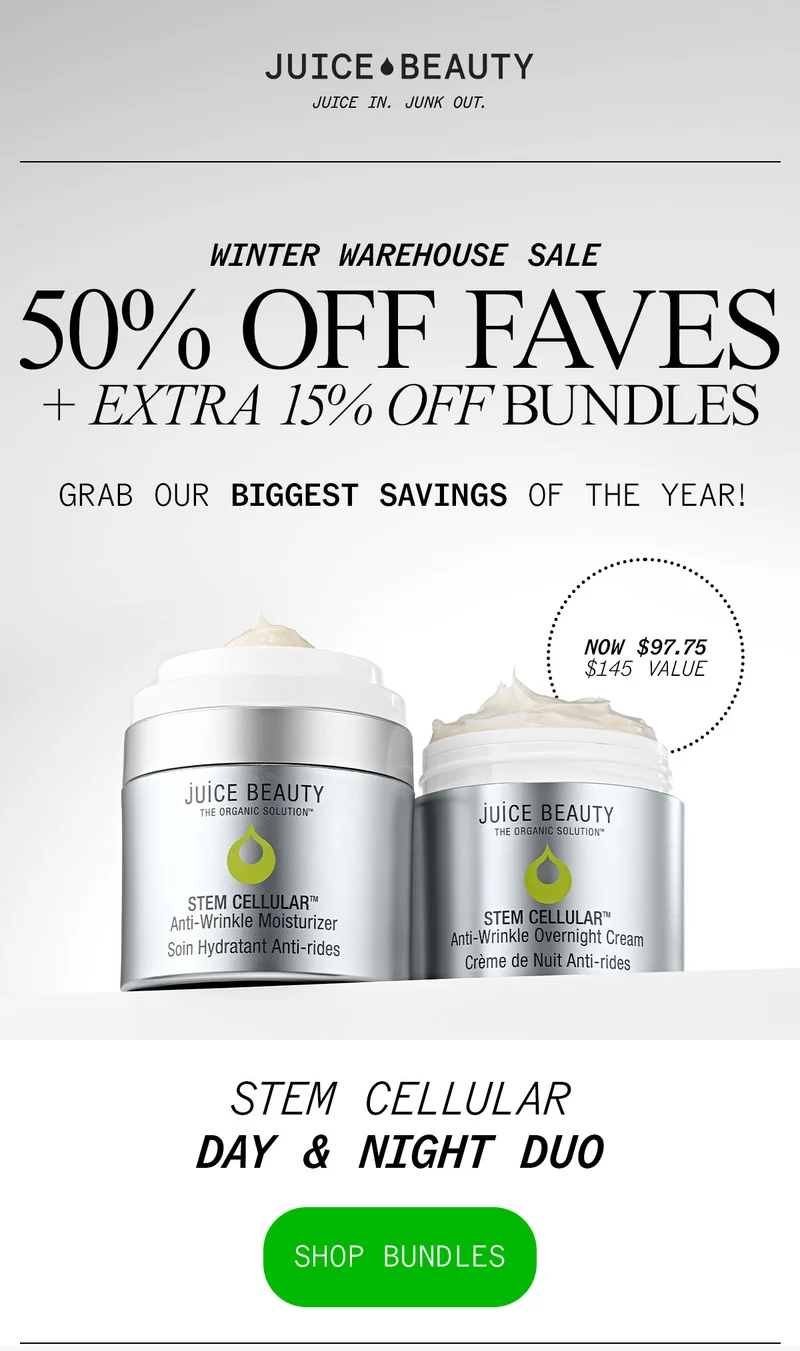 Winter Warehouse Sale: 50% Off Favorites + 15% Off Bundles