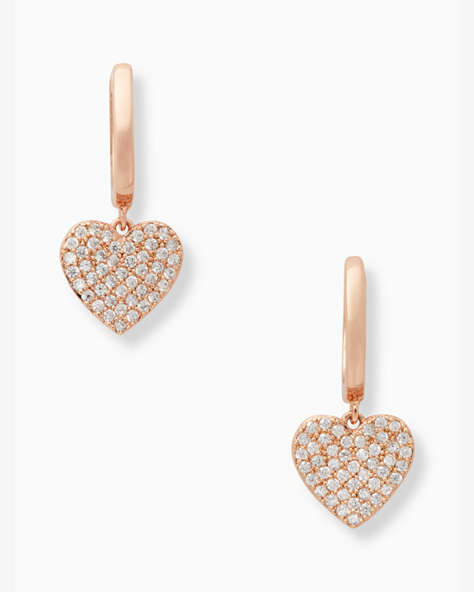 Yours Truly Pave Heart Drop Earrings