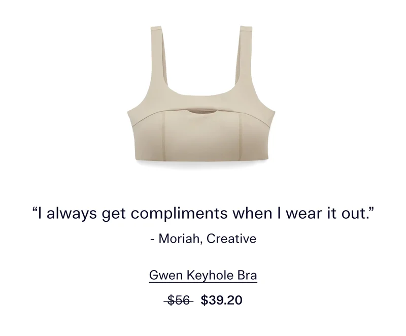 “I always get compliments when I wear it out.” - Moriah, Creative   |   Gwen Keyhole Bra