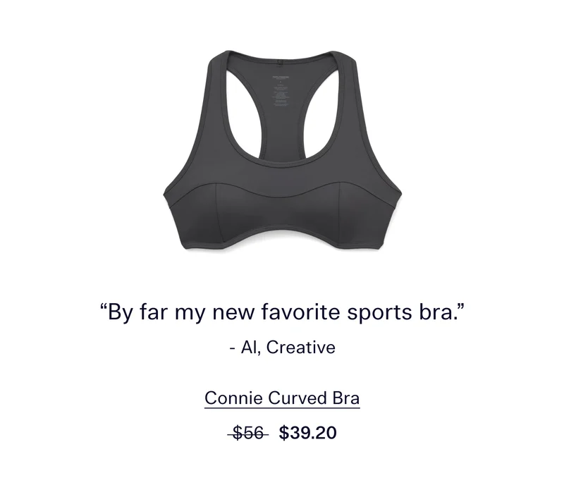 “By far my new favorite sports bra.” - Al, Creative   |    Connie Curved Bra