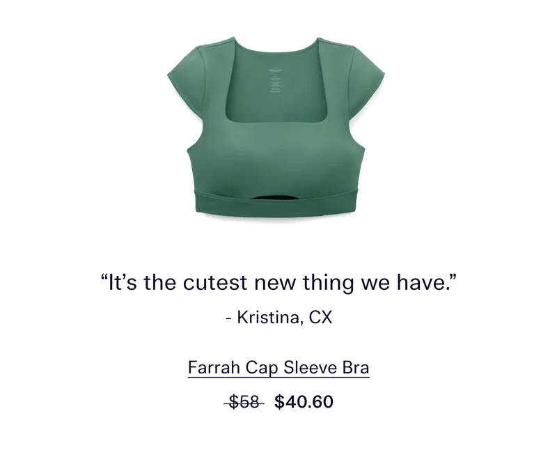 “It’s the cutest new thing we have.” - Kristina, CX   |   Farrah Cap Sleeve Bra