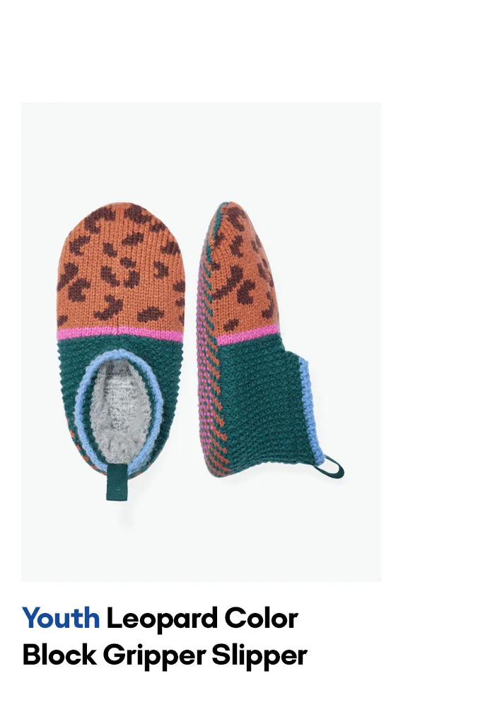 Youth Leopard Color Block Gripper Slipper