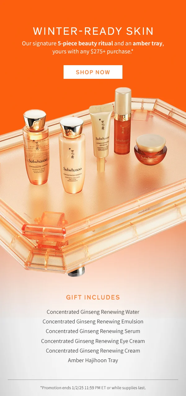 5-piece skincare kit + tray with $275+ purchase