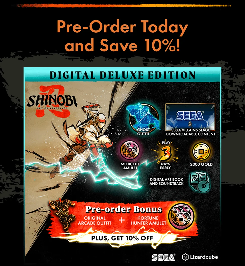 Pre-order today and save 10%. Digital deluxe edition. Pre-order bonus: original arcade outfit and fortune hunter amulet.