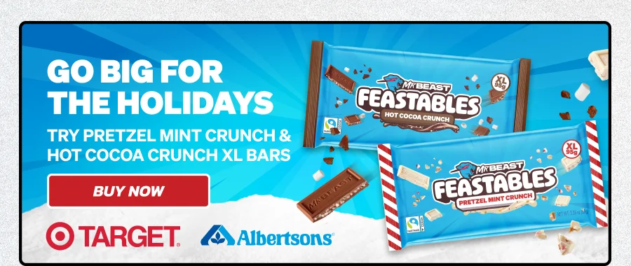 GO BIG FOR THE HOLIDAYS! Try pretzel mint crunch & hot cocoa crunch XL bars! Available at Target & Albertsons. Buy now!