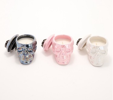 HomeWorx by Slatkin + Co. Set of 3 Mini Skull Candles