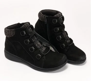 Clarks Collection Leather & Knit Ankle Boots- Carleigh Jade