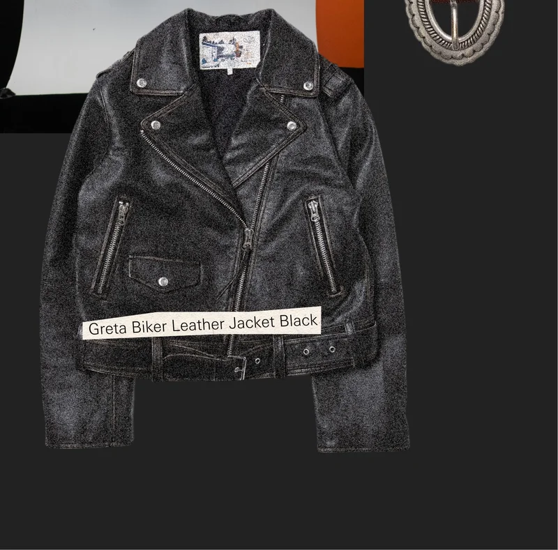 Greta Biker Leather Jacket Black