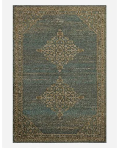 Mona I Rug by Magnolia Home by Joanna Gaines x Loloi - Aqua and Wheat / 3'7" x 5'7"