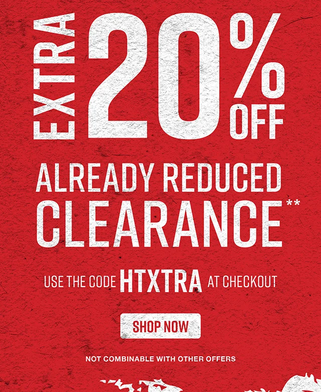 Feelin Extra Sale Two Days Only Extra 20% Off Already Reduced Clearance. Use the Code discount code at Checkout. Not Combinable with Other Offers. Shop Now