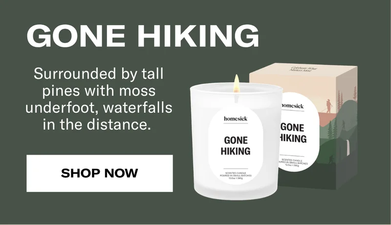 Gone Hiking | Surrounded by tall pines with moss underfoot, waterfalls in the distance. | Shop Now