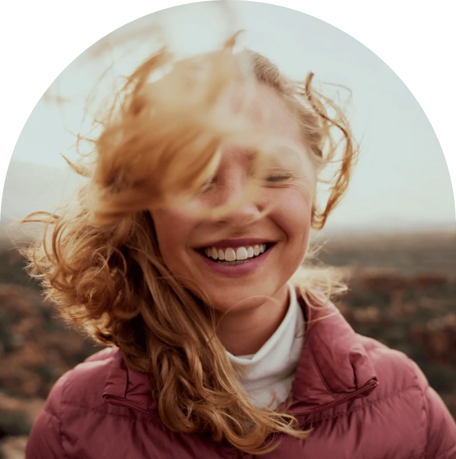 Portrait of a man breathing fresh air in nature