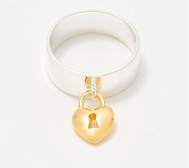 UltraFine 950 Silver Dangle Heart Band Ring