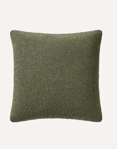 Olive Green Boucle Throw Pillow