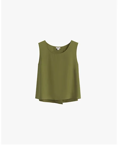 Washable Silk Cropped Overlay Tank Moss
