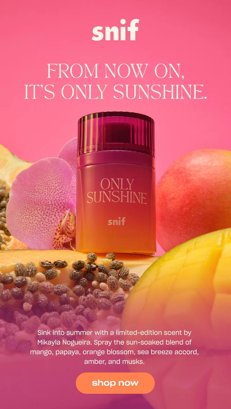 Sink into summer with a limited-edition scent by Mikayla Nogueira. Spray the sun-soaked blend of mango, papaya, orange blossom, sea breeze accord, amber, and musks.